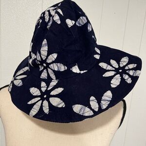 3/$25🎈Fig tree pattern blue white panama bucket cotton imported hat